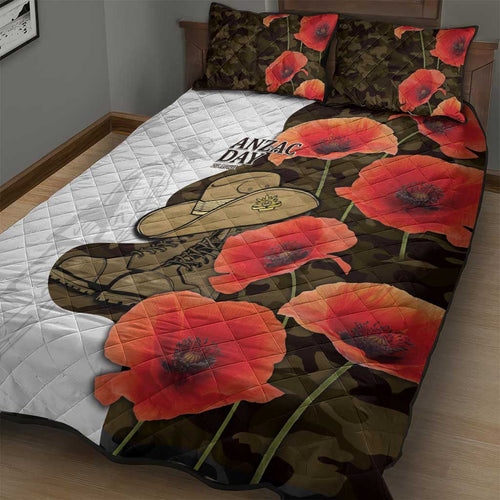 Australia ANZAC Day Quilt Bed Set Boots And Slouch Hat Lest We Forget - Aussie Hoodie