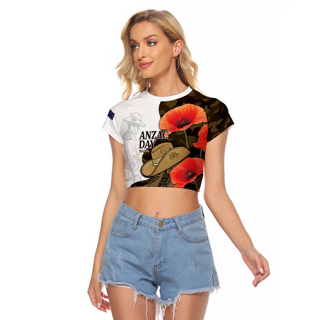 Australia ANZAC Day Raglan Cropped T Shirt Boots And Slouch Hat Lest We Forget - Aussie Hoodie
