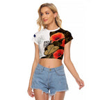 Australia ANZAC Day Raglan Cropped T Shirt Boots And Slouch Hat Lest We Forget - Aussie Hoodie