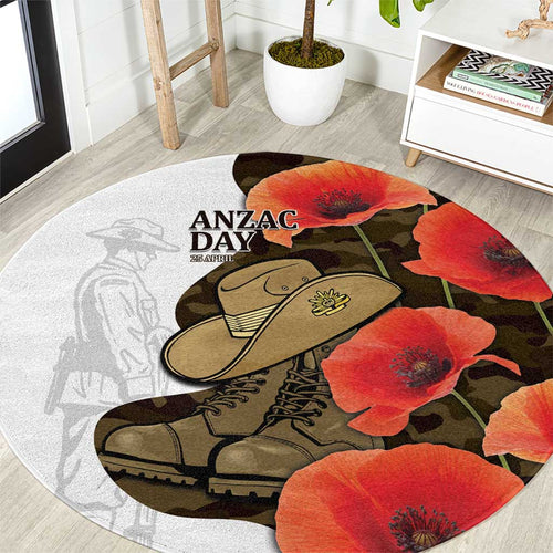 Australia ANZAC Day Round Carpet Boots And Slouch Hat Lest We Forget - Aussie Hoodie