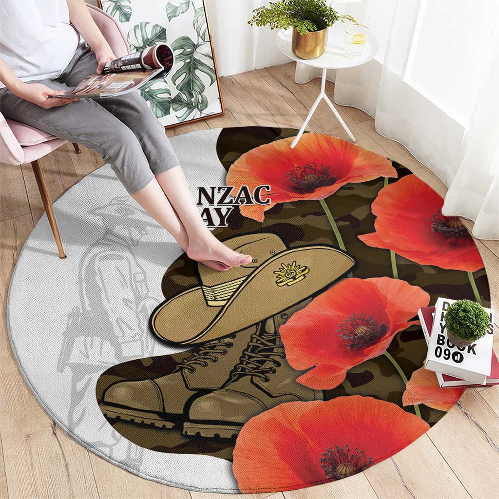 Australia ANZAC Day Round Carpet Boots And Slouch Hat Lest We Forget - Aussie Hoodie
