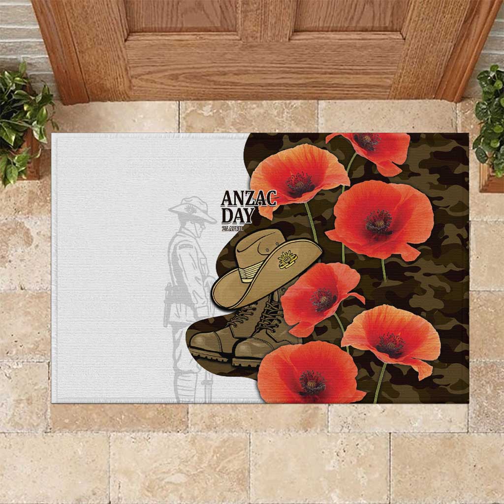 Australia ANZAC Day Rubber Doormat Boots And Slouch Hat Lest We Forget - Aussie Hoodie
