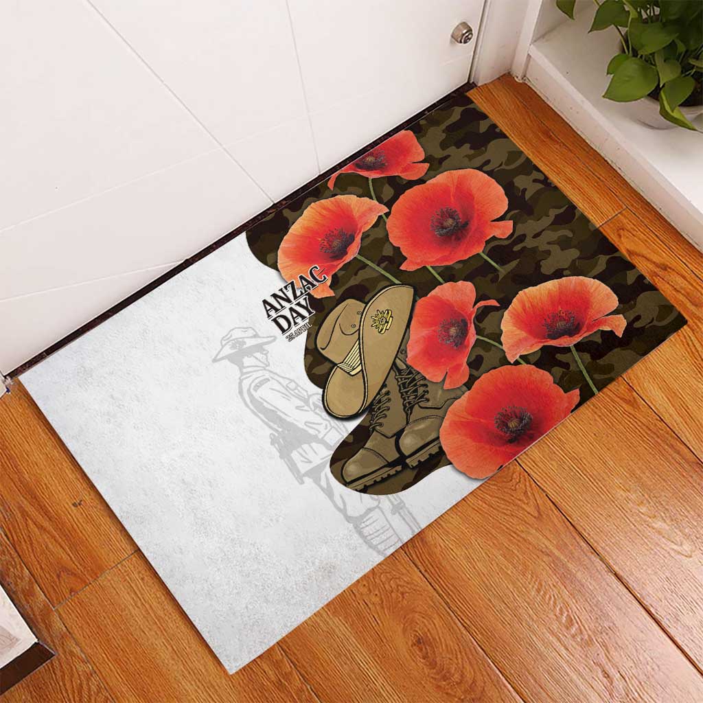 Australia ANZAC Day Rubber Doormat Boots And Slouch Hat Lest We Forget - Aussie Hoodie