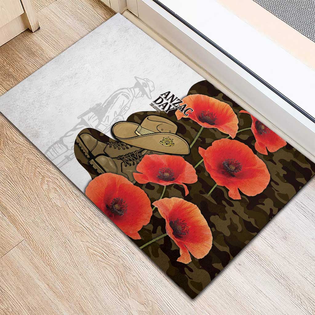 Australia ANZAC Day Rubber Doormat Boots And Slouch Hat Lest We Forget - Aussie Hoodie