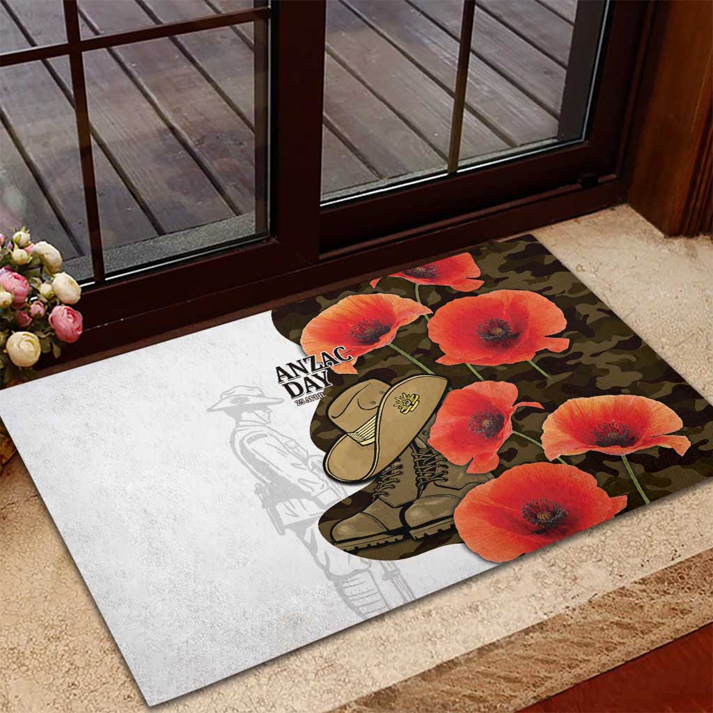 Australia ANZAC Day Rubber Doormat Boots And Slouch Hat Lest We Forget - Aussie Hoodie