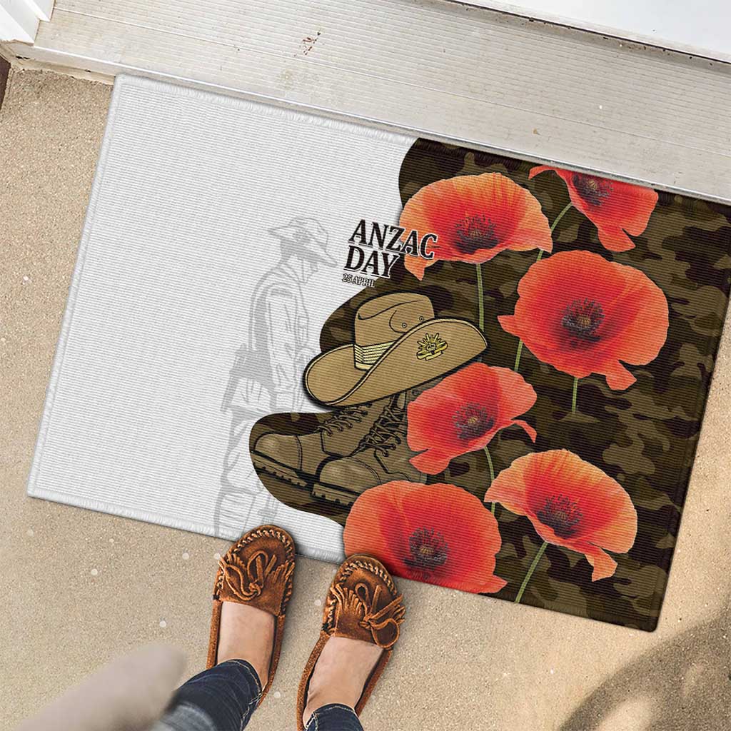 Australia ANZAC Day Rubber Doormat Boots And Slouch Hat Lest We Forget - Aussie Hoodie