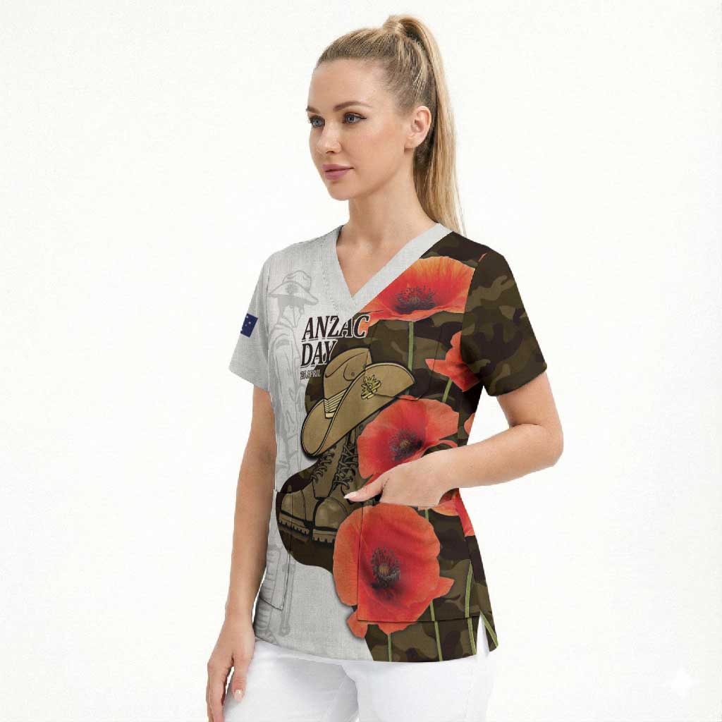 Australia ANZAC Day Scrub Top Boots And Slouch Hat Lest We Forget - Aussie Hoodie