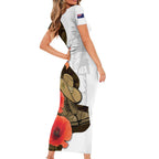 Australia ANZAC Day Short Sleeve Bodycon Dress Boots And Slouch Hat Lest We Forget - Aussie Hoodie