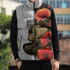 Australia ANZAC Day Sleeveless Puffer Jacket Boots And Slouch Hat Lest We Forget - Aussie Hoodie