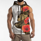 Australia ANZAC Day Sleeveless Zip Hoodie Boots And Slouch Hat Lest We Forget - Aussie Hoodie
