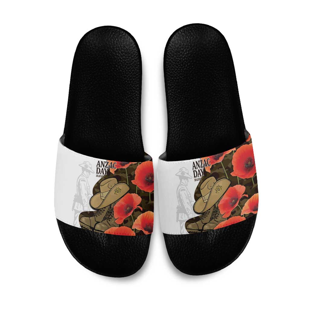 Australia ANZAC Day Slide Sandals Boots And Slouch Hat Lest We Forget - Aussie Hoodie