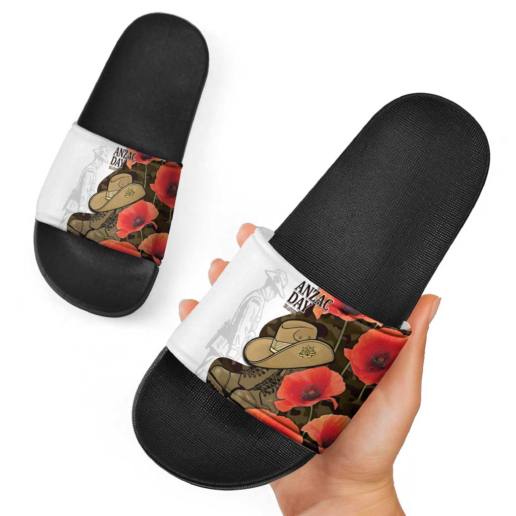 Australia ANZAC Day Slide Sandals Boots And Slouch Hat Lest We Forget - Aussie Hoodie
