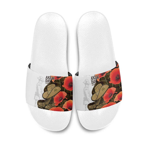 Australia ANZAC Day Slide Sandals Boots And Slouch Hat Lest We Forget - Aussie Hoodie