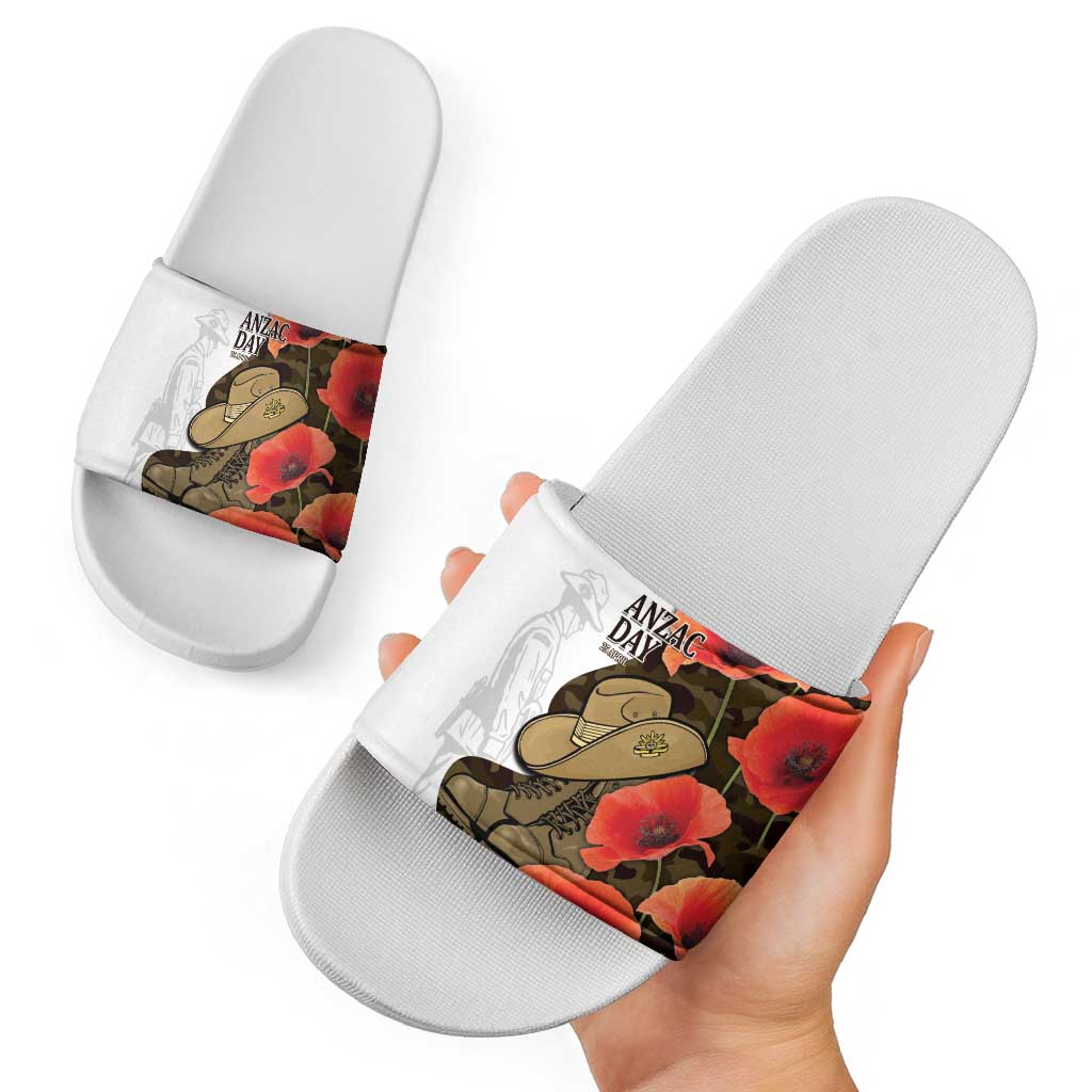 Australia ANZAC Day Slide Sandals Boots And Slouch Hat Lest We Forget - Aussie Hoodie