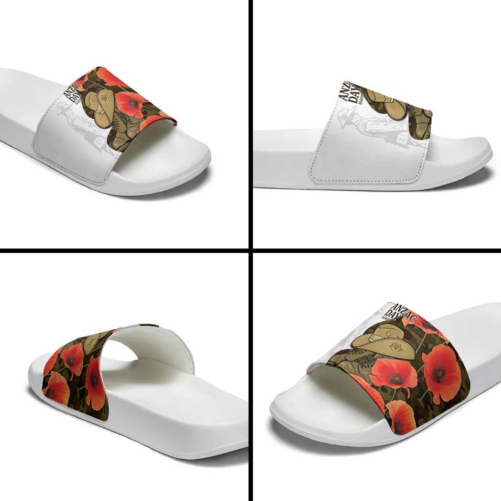 Australia ANZAC Day Slide Sandals Boots And Slouch Hat Lest We Forget - Aussie Hoodie