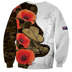 Australia ANZAC Day Sweatshirt Boots And Slouch Hat Lest We Forget - Aussie Hoodie