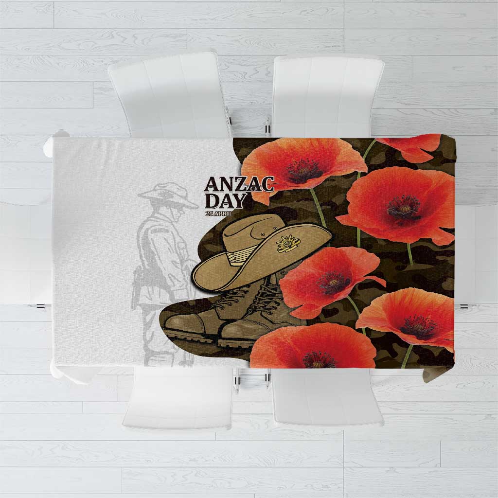 Australia ANZAC Day Tablecloth Boots And Slouch Hat Lest We Forget - Aussie Hoodie