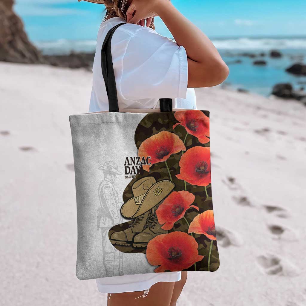 Australia ANZAC Day Tote Bag Boots And Slouch Hat Lest We Forget - Aussie Hoodie