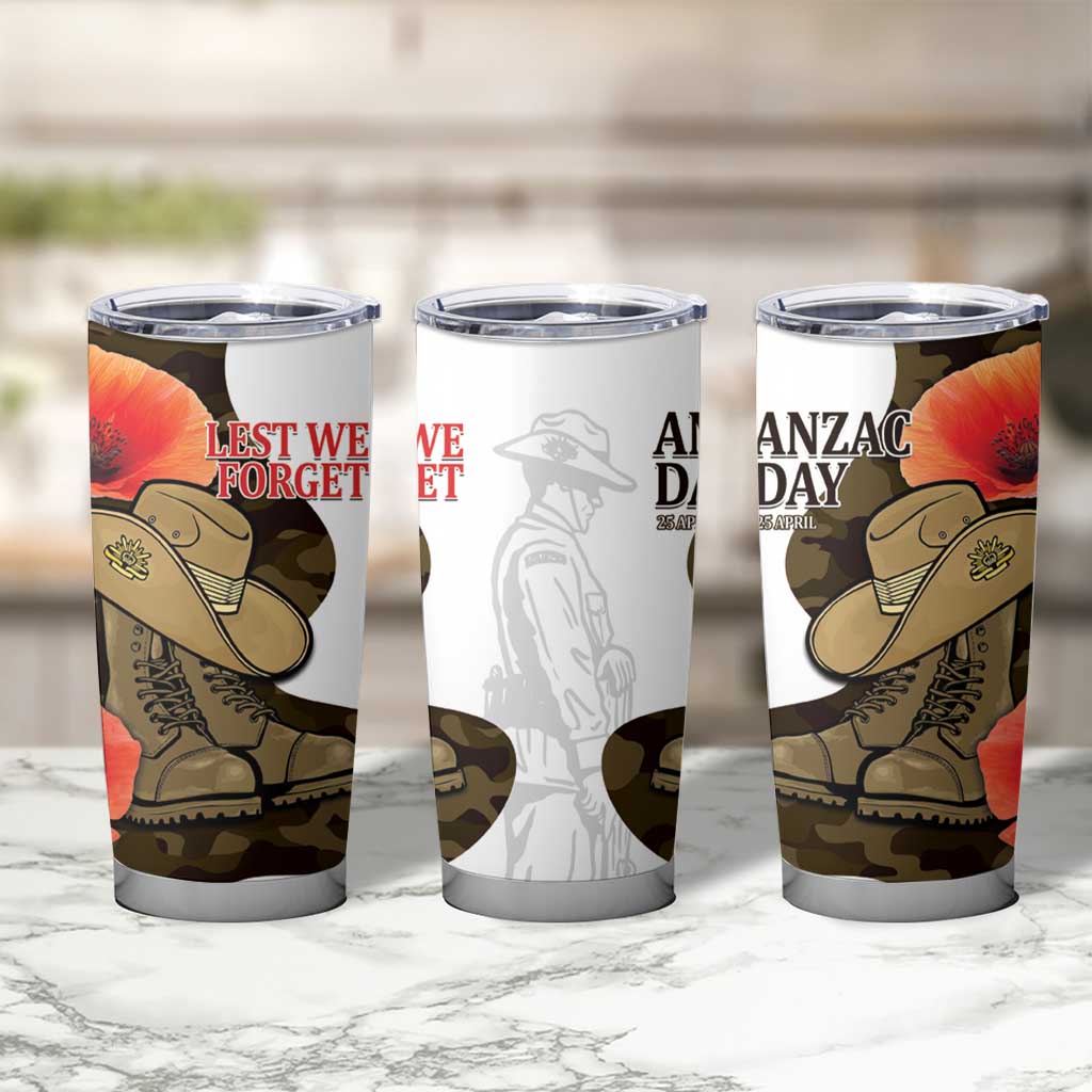 Australia ANZAC Day Tumbler Cup Boots And Slouch Hat Lest We Forget - Aussie Hoodie