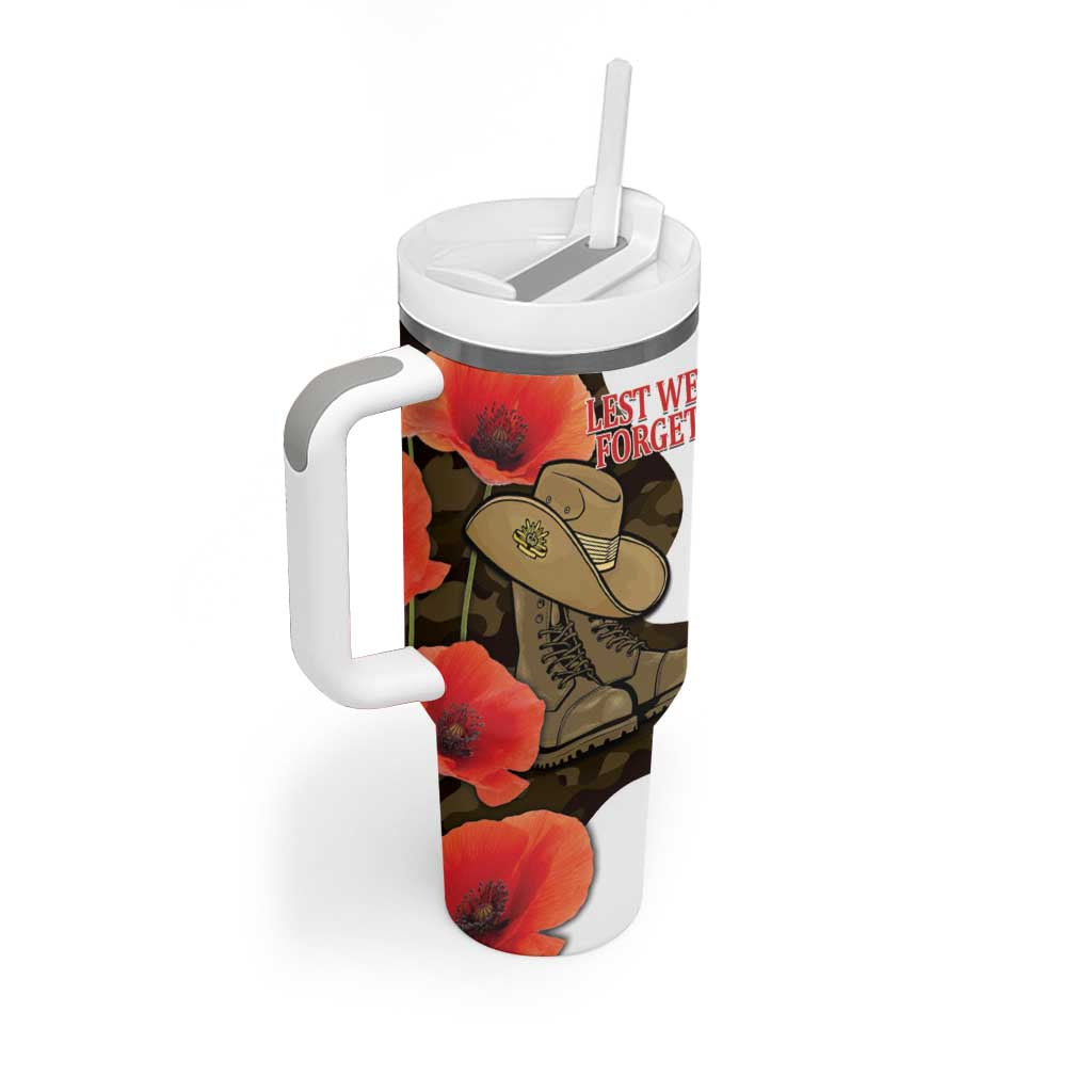 Australia ANZAC Day Tumbler With Handle Boots And Slouch Hat Lest We Forget - Aussie Hoodie