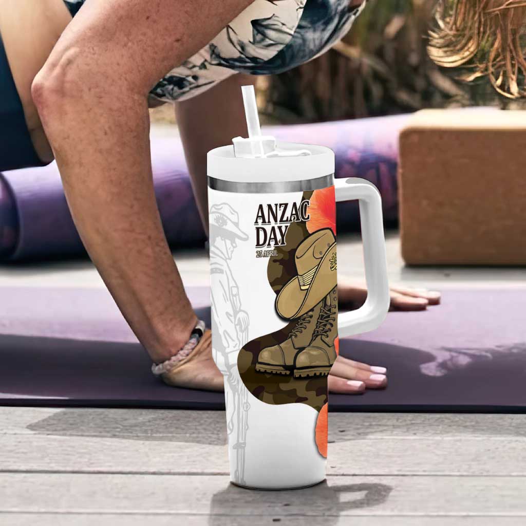 Australia ANZAC Day Tumbler With Handle Boots And Slouch Hat Lest We Forget - Aussie Hoodie