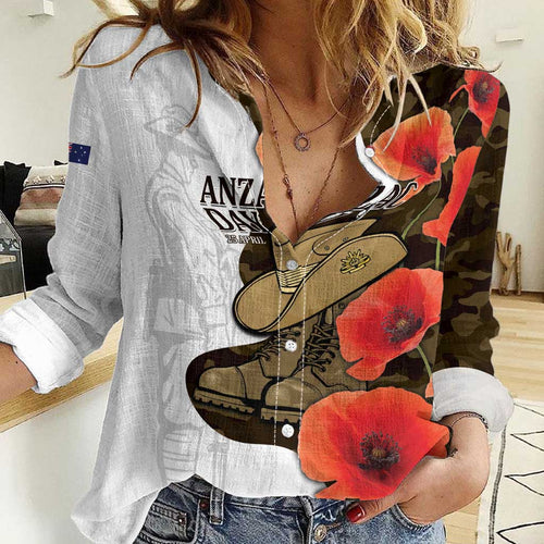 Australia ANZAC Day Women Casual Shirt Boots And Slouch Hat Lest We Forget - Aussie Hoodie