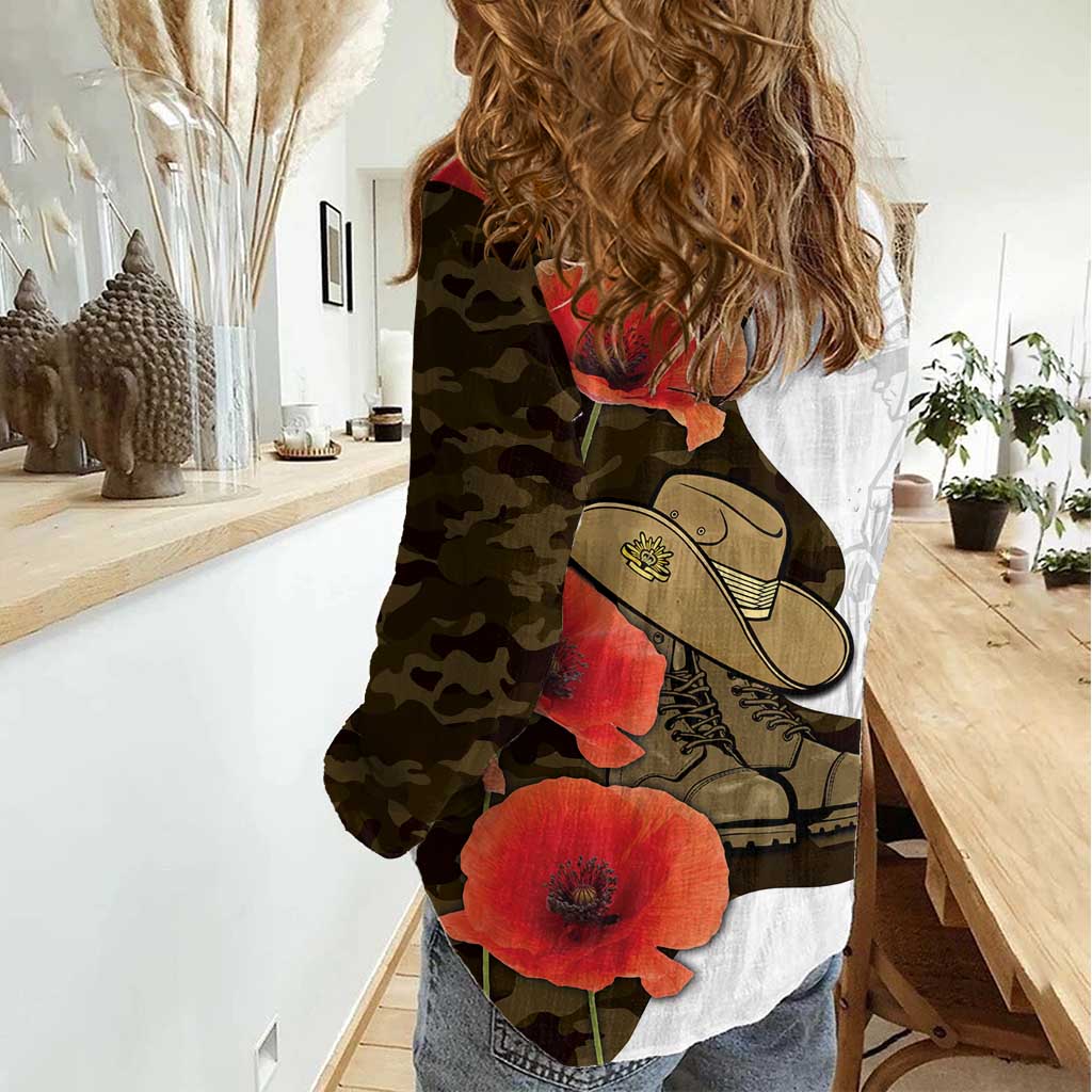Australia ANZAC Day Women Casual Shirt Boots And Slouch Hat Lest We Forget - Aussie Hoodie