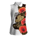 Australia ANZAC Day Women Sleeveless Polo Shirt Boots And Slouch Hat Lest We Forget - Aussie Hoodie
