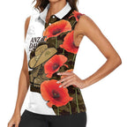 Australia ANZAC Day Women Sleeveless Polo Shirt Boots And Slouch Hat Lest We Forget - Aussie Hoodie