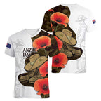 Australia ANZAC Day Women V-Neck T-Shirt Boots And Slouch Hat Lest We Forget - Aussie Hoodie