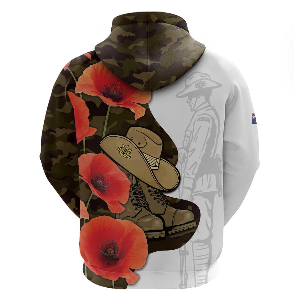 Australia ANZAC Day Zip Hoodie Boots And Slouch Hat Lest We Forget - Aussie Hoodie