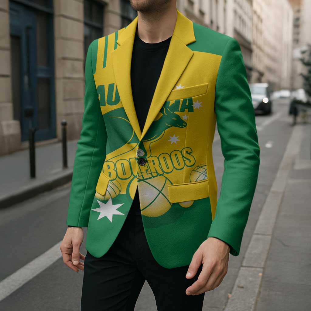Custom Australia Petanque Blazer Aussie Kangaroo Bouleroos National Color