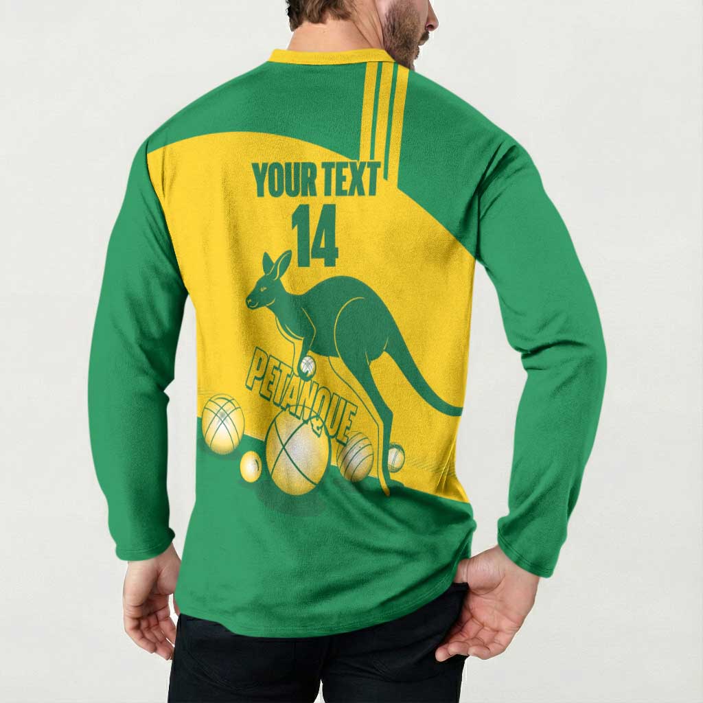 Custom Australia Petanque Button Sweatshirt Aussie Kangaroo Bouleroos National Color