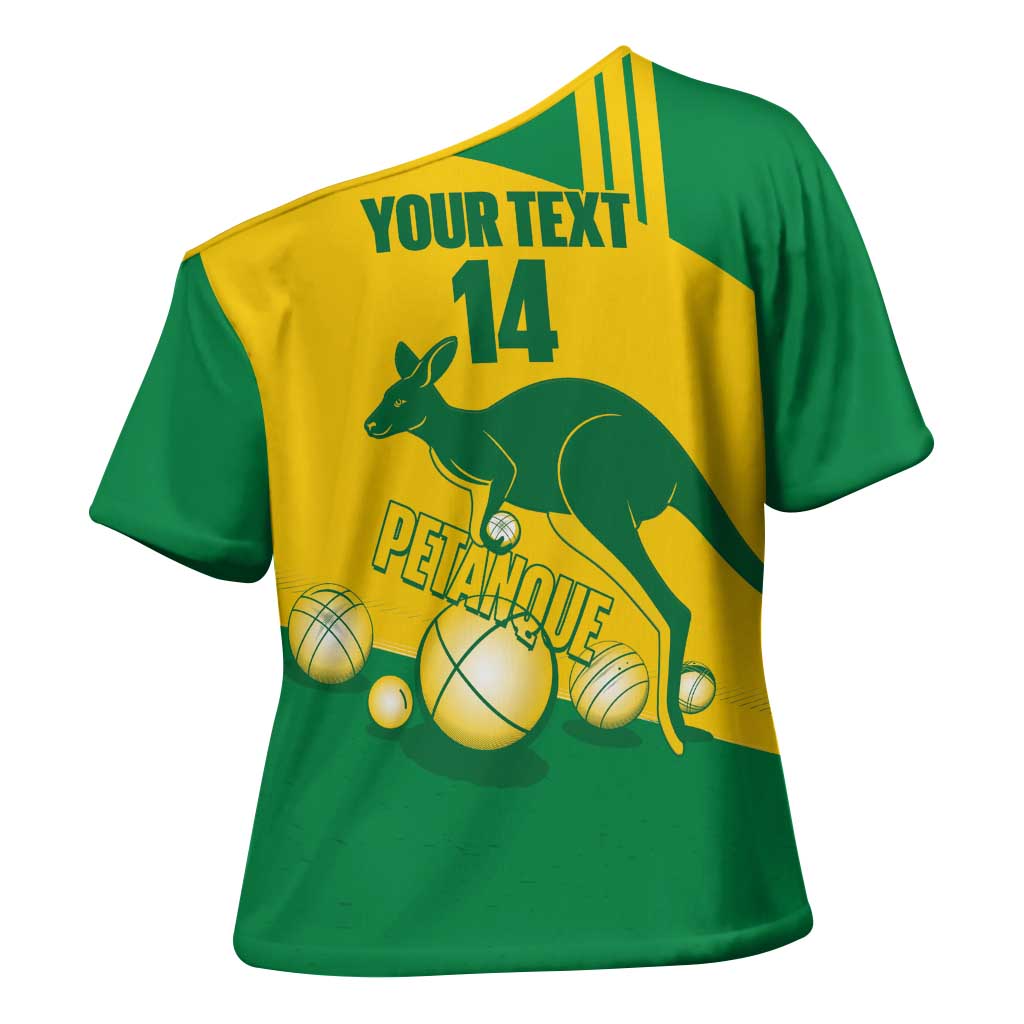 Custom Australia Petanque Cross Shoulder Shirt Aussie Kangaroo Bouleroos National Color