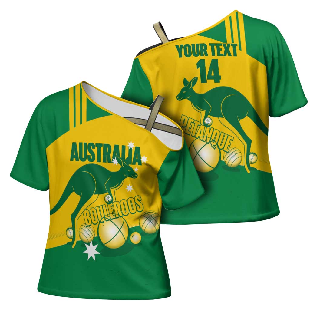 Custom Australia Petanque Cross Shoulder Shirt Aussie Kangaroo Bouleroos National Color