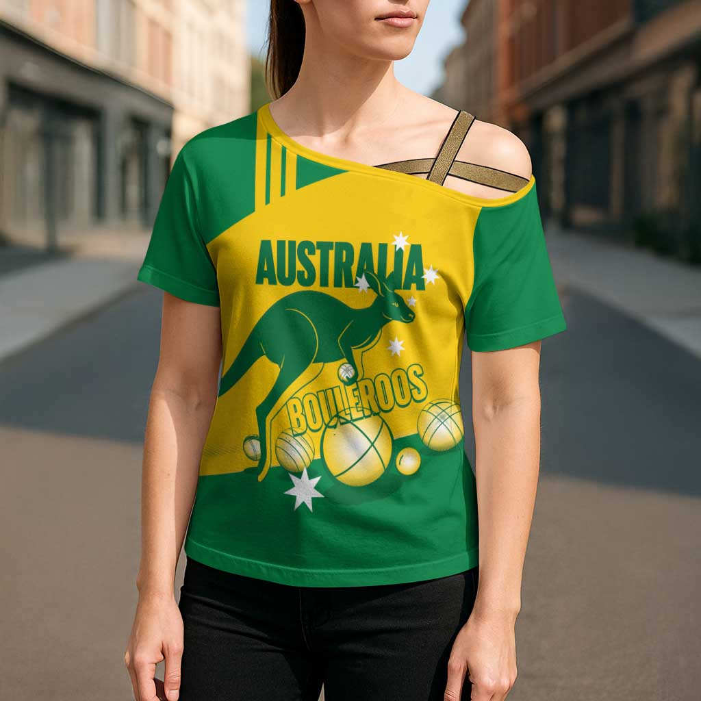 Custom Australia Petanque Cross Shoulder Shirt Aussie Kangaroo Bouleroos National Color