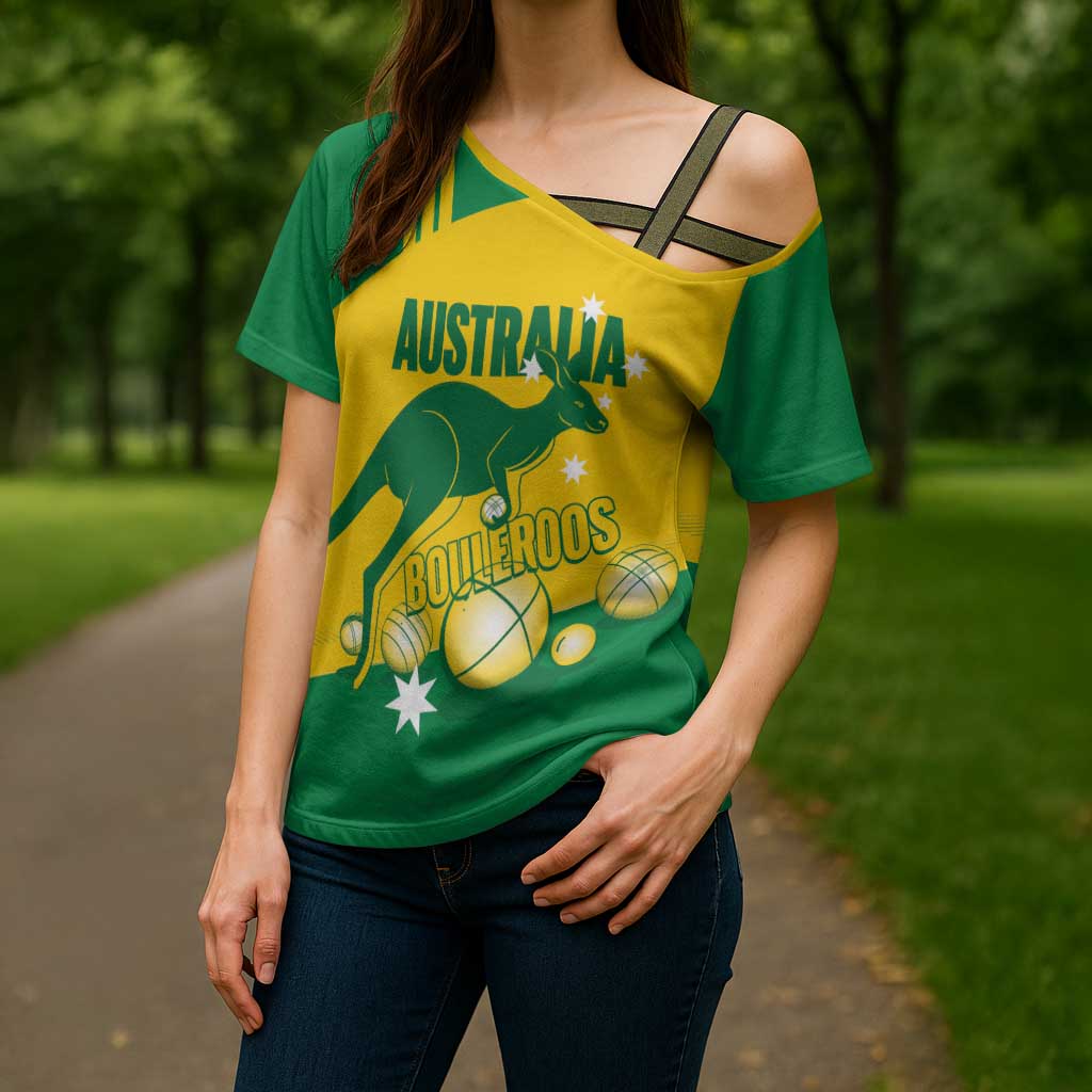 Custom Australia Petanque Cross Shoulder Shirt Aussie Kangaroo Bouleroos National Color