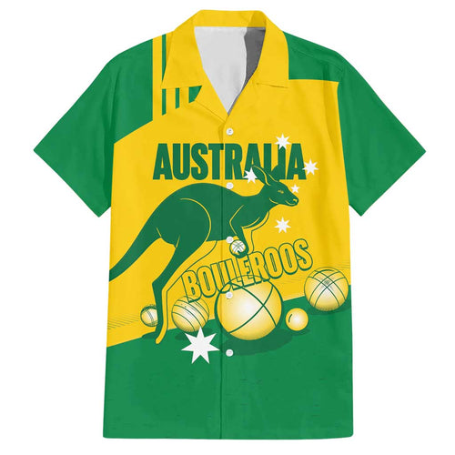 Custom Australia Petanque Hawaiian Shirt Aussie Kangaroo Bouleroos National Color