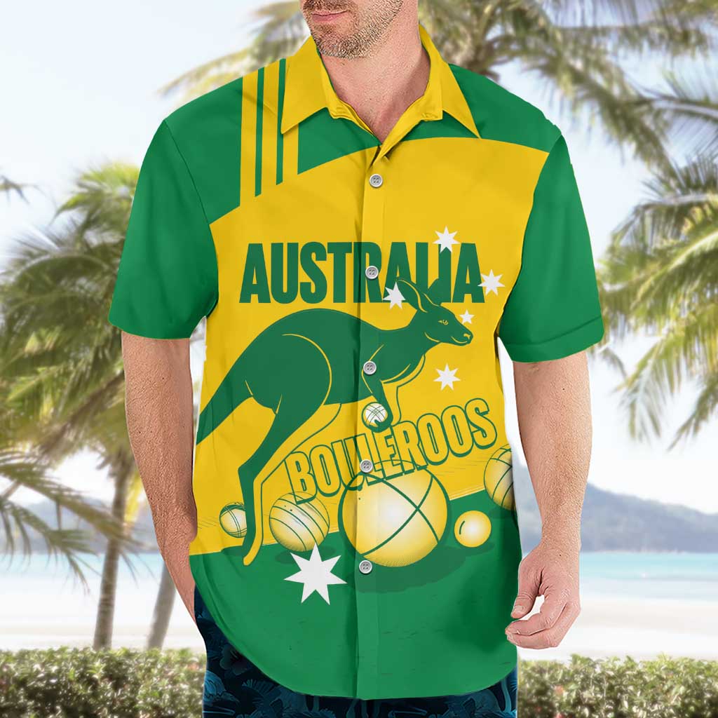 Custom Australia Petanque Hawaiian Shirt Aussie Kangaroo Bouleroos National Color