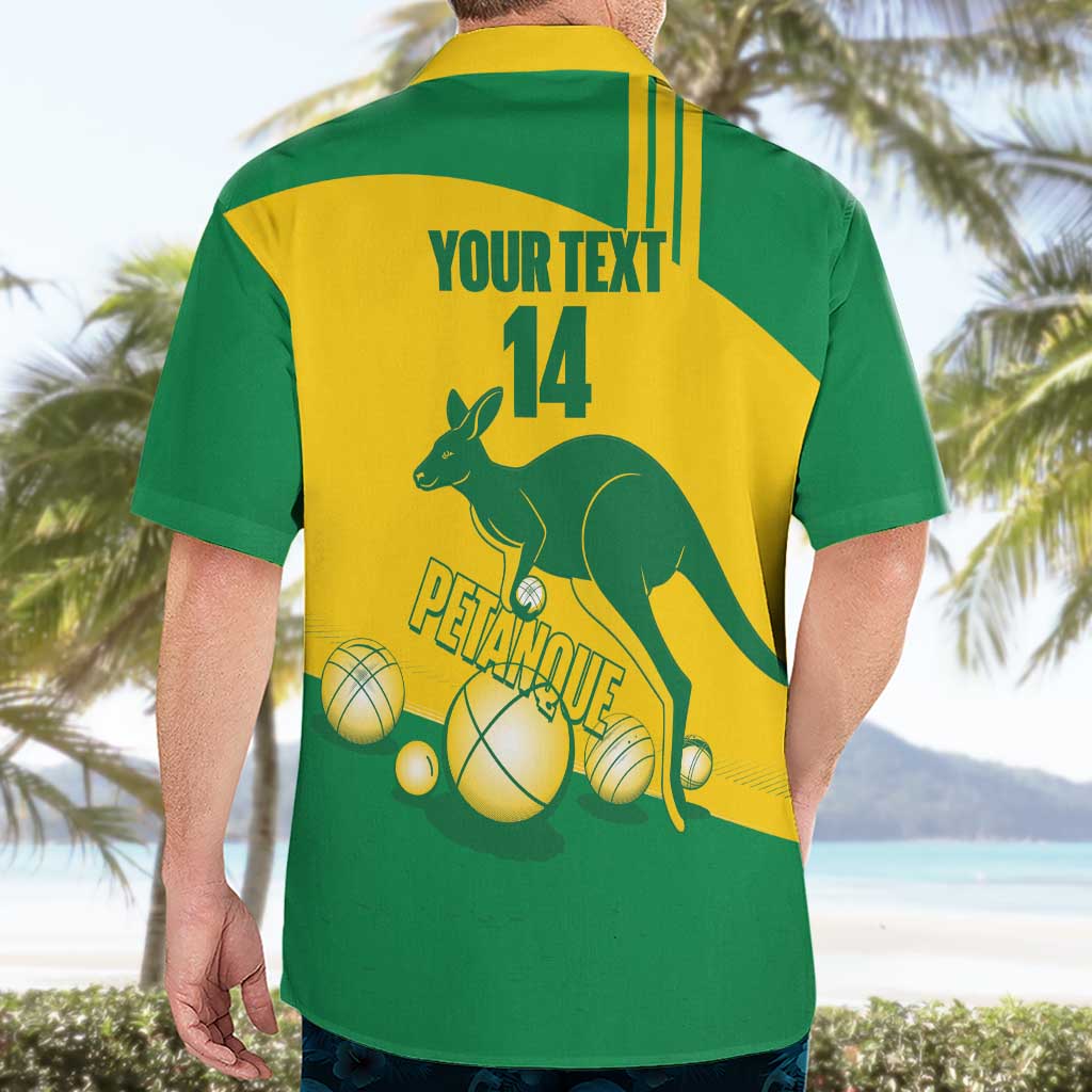Custom Australia Petanque Hawaiian Shirt Aussie Kangaroo Bouleroos National Color