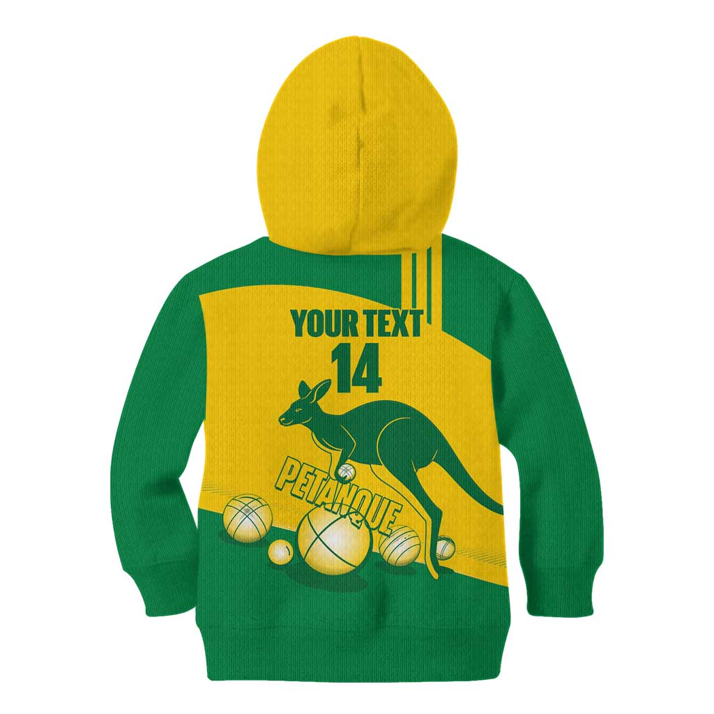 Custom Australia Petanque Kid Hoodie Aussie Kangaroo Bouleroos National Color