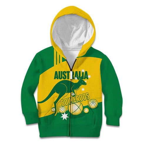 Custom Australia Petanque Kid Hoodie Aussie Kangaroo Bouleroos National Color