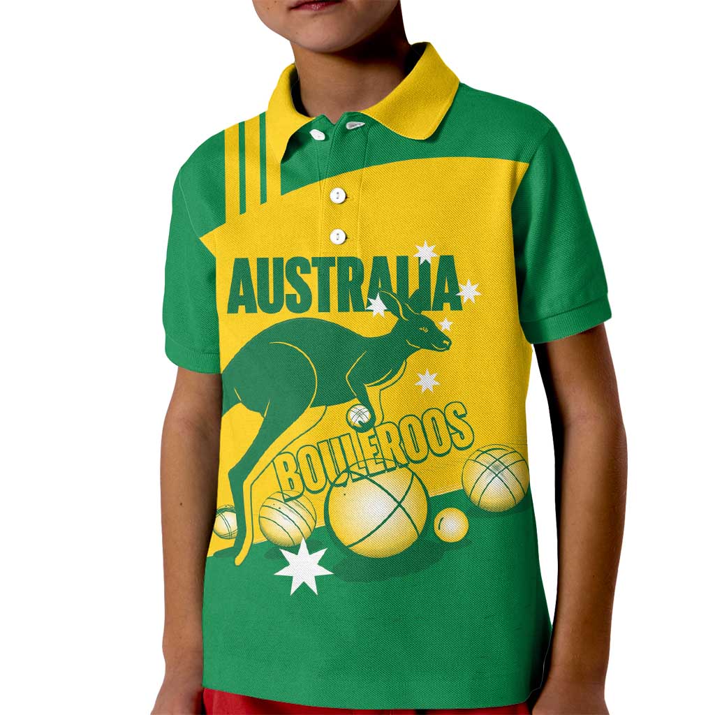 Custom Australia Petanque Kid Polo Shirt Aussie Kangaroo Bouleroos National Color