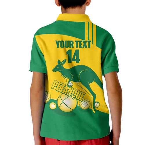 Custom Australia Petanque Kid Polo Shirt Aussie Kangaroo Bouleroos National Color