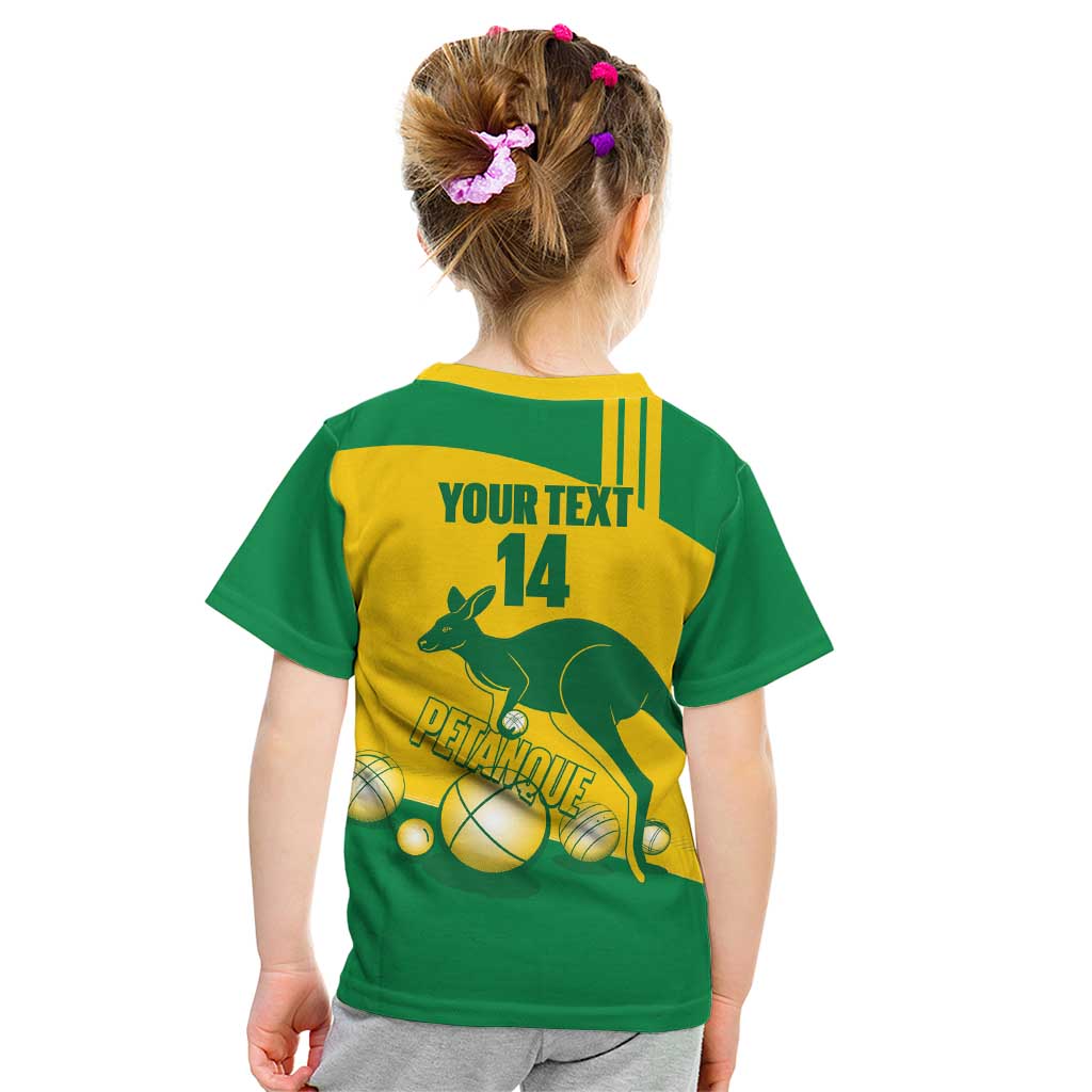 Custom Australia Petanque Kid T Shirt Aussie Kangaroo Bouleroos National Color