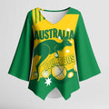 Custom Australia Petanque Kimono Sleeve Blouse Aussie Kangaroo Bouleroos National Color