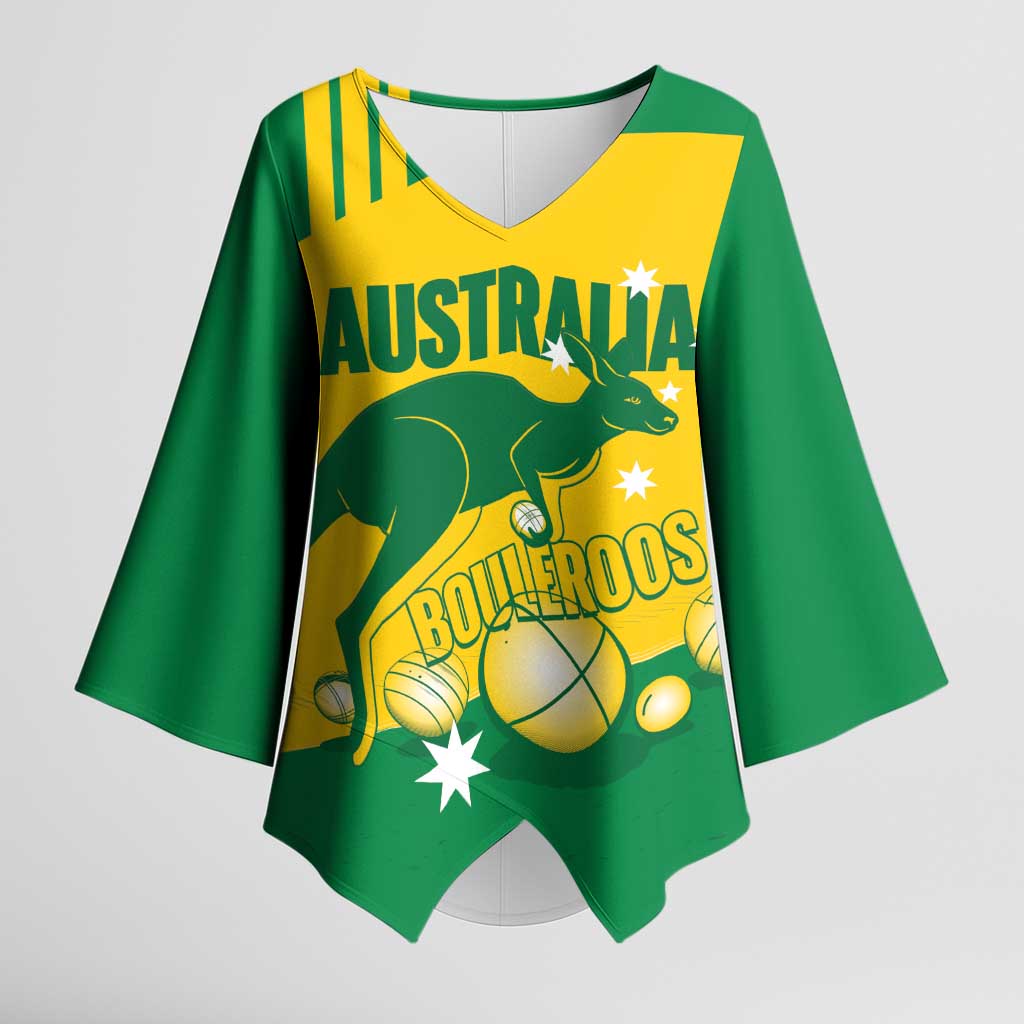 Custom Australia Petanque Kimono Sleeve Blouse Aussie Kangaroo Bouleroos National Color