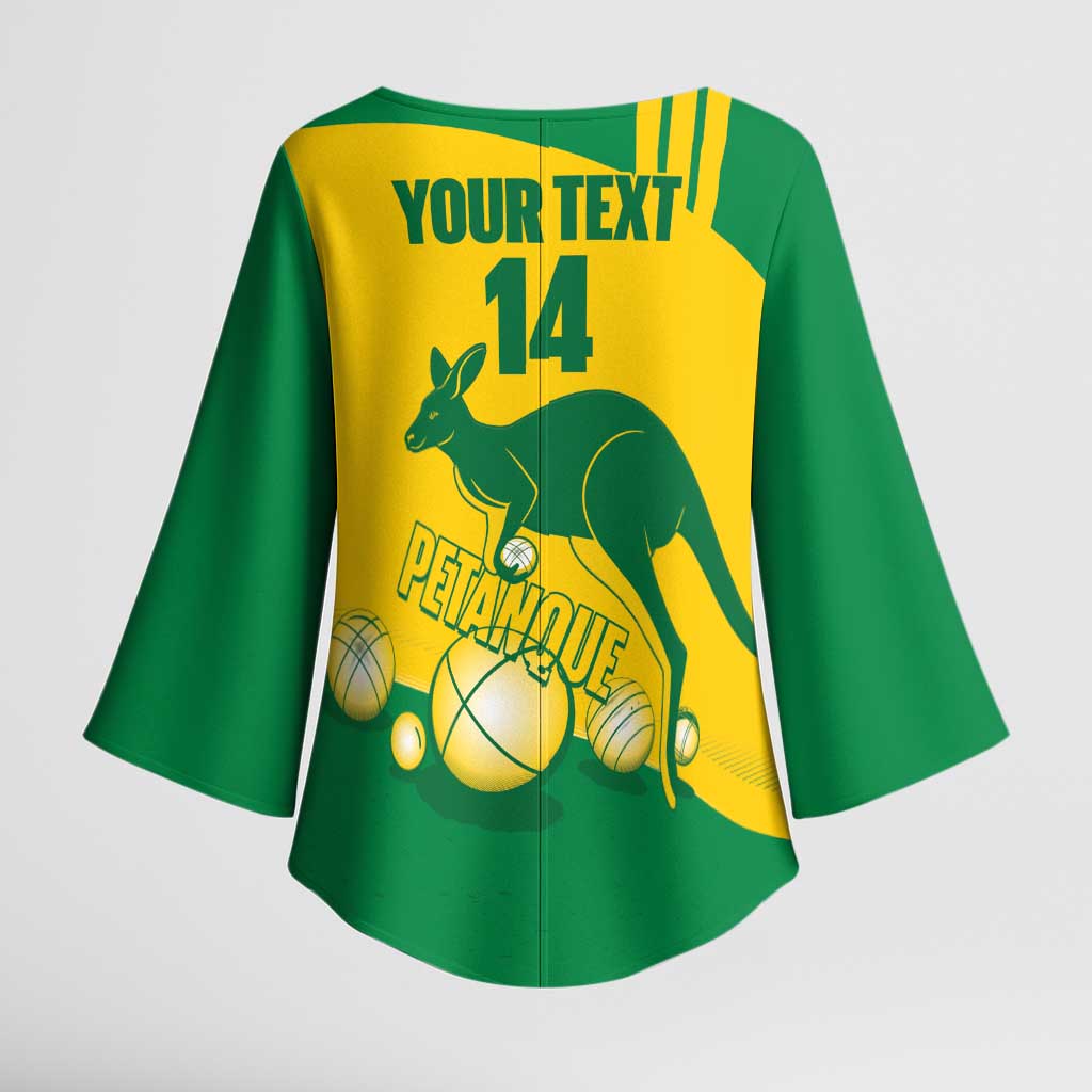 Custom Australia Petanque Kimono Sleeve Blouse Aussie Kangaroo Bouleroos National Color