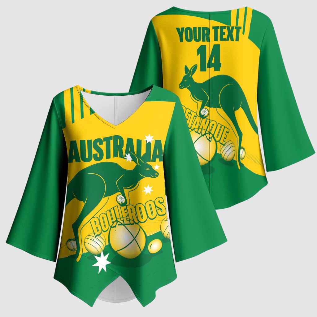 Custom Australia Petanque Kimono Sleeve Blouse Aussie Kangaroo Bouleroos National Color