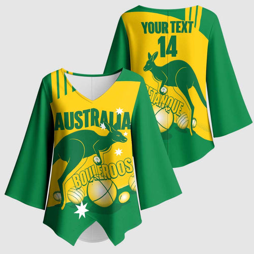 Custom Australia Petanque Kimono Sleeve Blouse Aussie Kangaroo Bouleroos National Color
